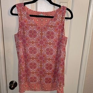 J Jill Floral Pink Sleeveless Top XS EUC